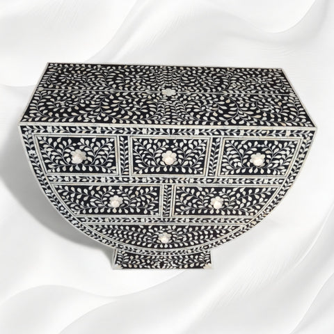 Clara Bone Inlay Floral Half Moon Console 2
