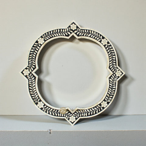 Miroir incrusté d'os de trèfle noir