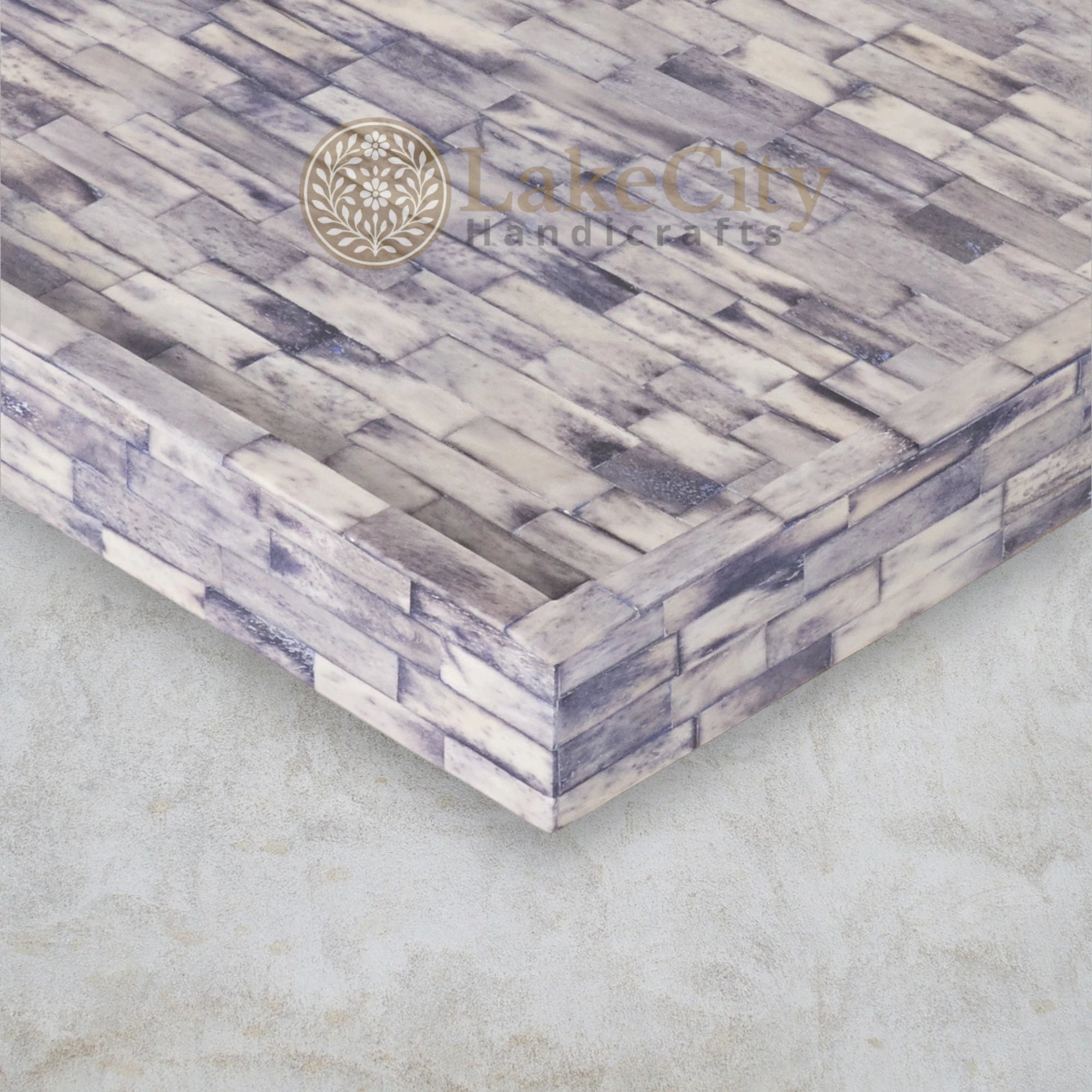 Colored Bone Inlay Serving Tray Purple