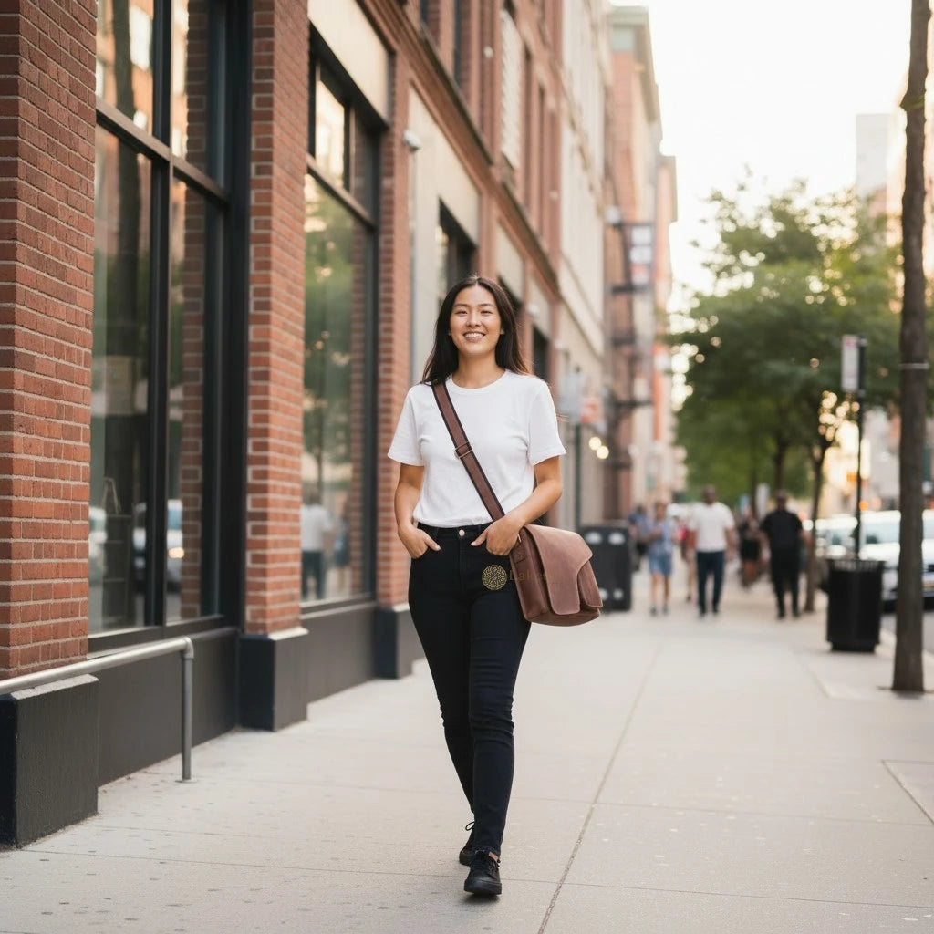 Compact, Stylish & Durable Genuine Leather Messenger Bag for Men Hunter Brown