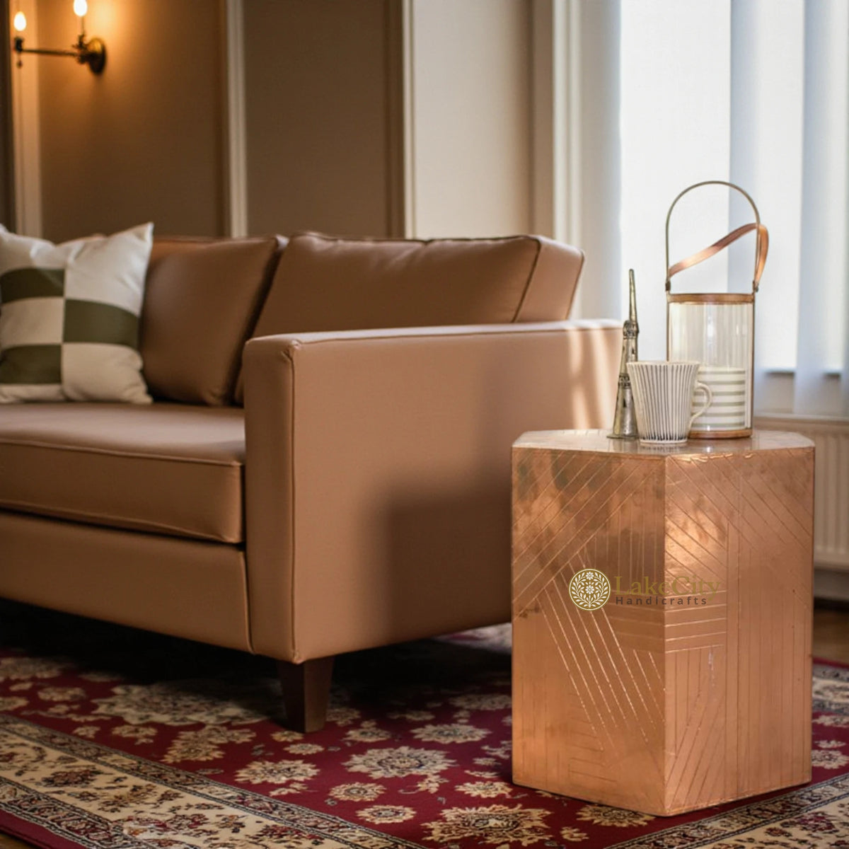 Mesa auxiliar hexagonal de cobre