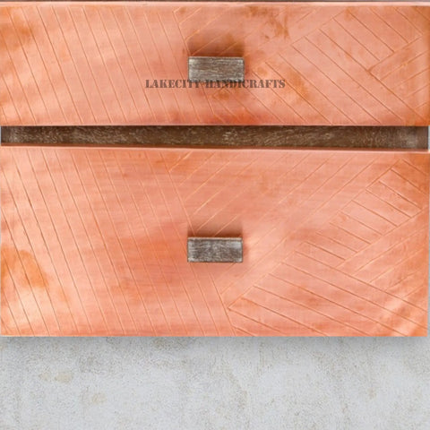 Copper Timber Two Drawer Side Table