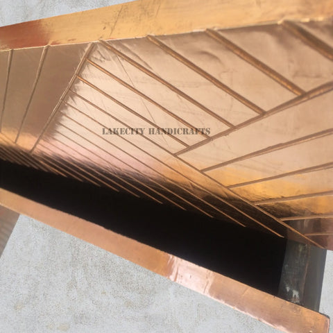 Copper Timber Two Drawer Side Table