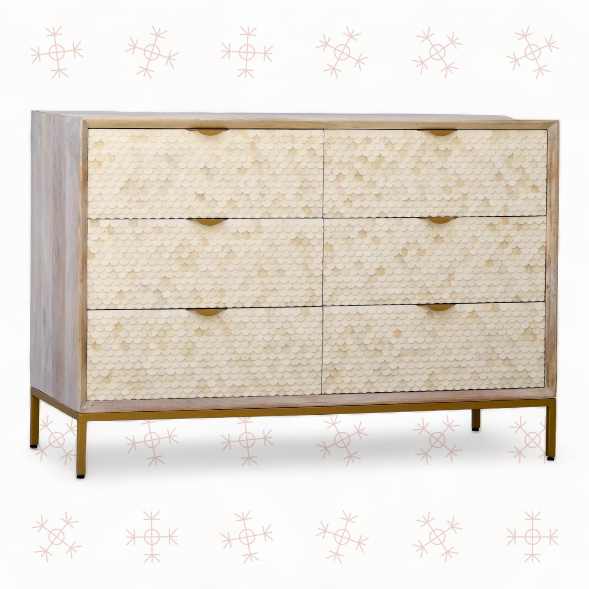 Cora Bone Inlay 6 Drawer Dresser Cora Bone Inlay 6 Drawer Dresser