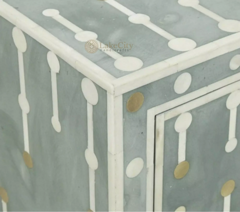 Dot Bone Inlay 3 Drawer Chest Light Green