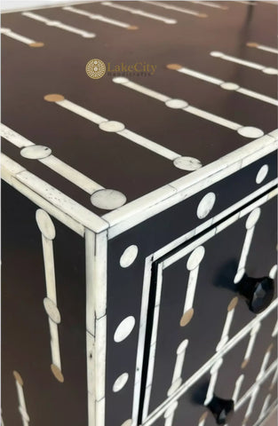 Dot Bone Inlay 3 Drawer Chest Black