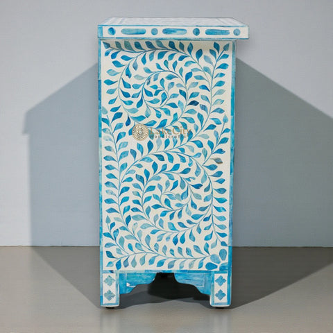 Ella Colored Bone Inlay Floral Bedside Turquoise