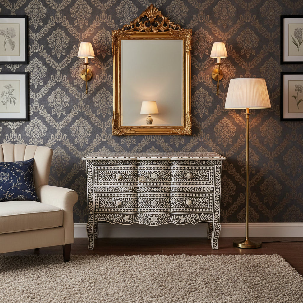 Estelle Bone Inlay 2 Drawer Chest Brown