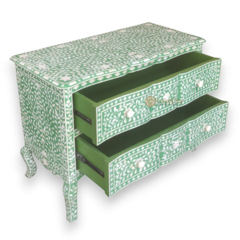 Estelle Bone Inlay 2 Drawer Chest Green