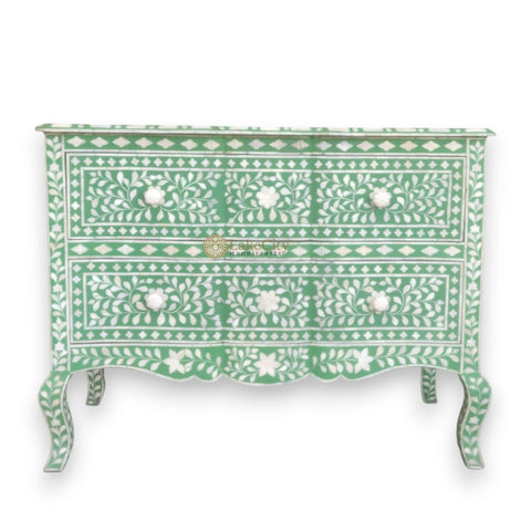 Estelle Bone Inlay 2 Drawer Chest Green