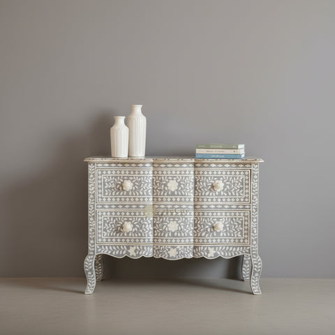Estelle Bone Inlay 2 Drawer Chest Grey