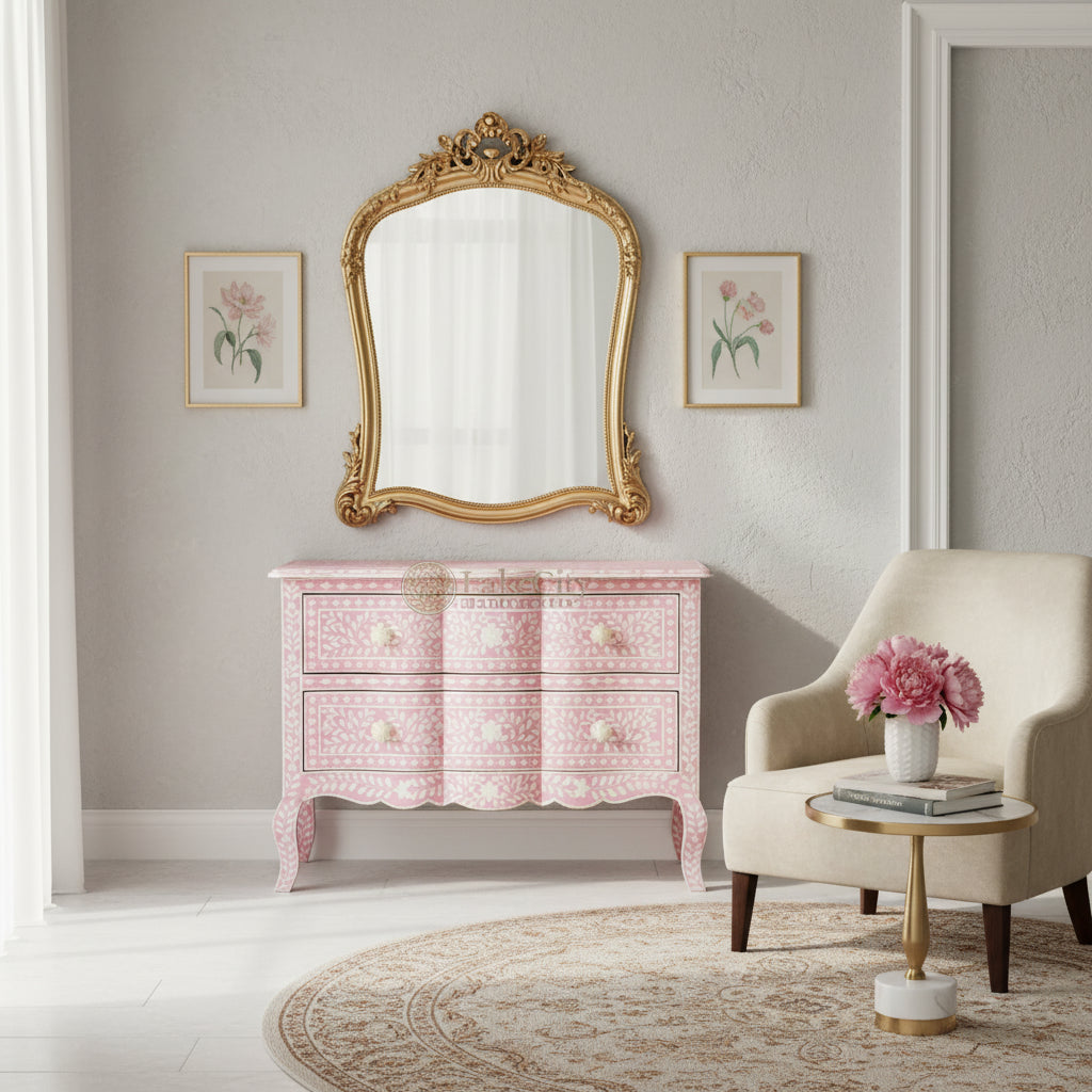 Estelle Bone Inlay 2 Drawer Chest Pink