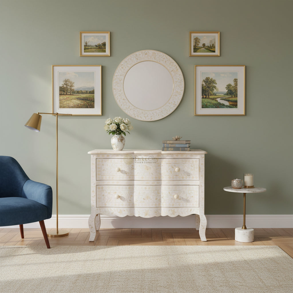 Estelle Bone Inlay 2 Drawer Chest White