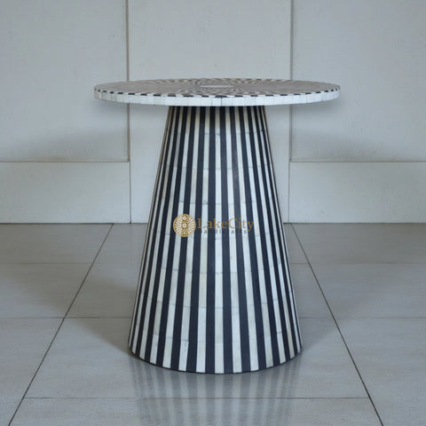 FUSION Bone Inlay Round Side Table Black Ready to Ship