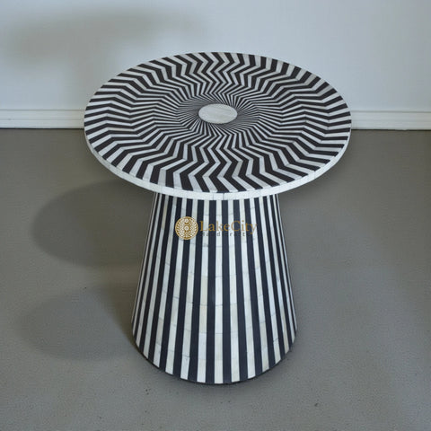 FUSION Bone Inlay Round Side Table Black Ready to Ship