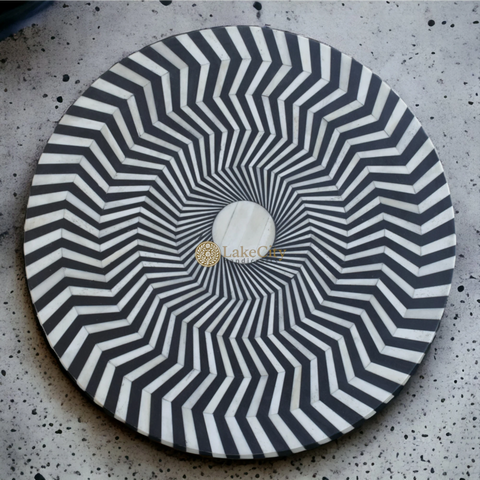 FUSION Bone Inlay Round Side Table Black Ready to Ship