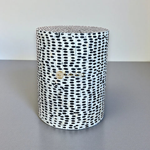 FUSION Full Bone Inlay Round Side Table Black