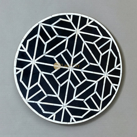 FUSION Geometric Bone Inlay Round Side Table