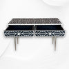 FUSION Sleek Geometric Bone Inlay Desk Black 3