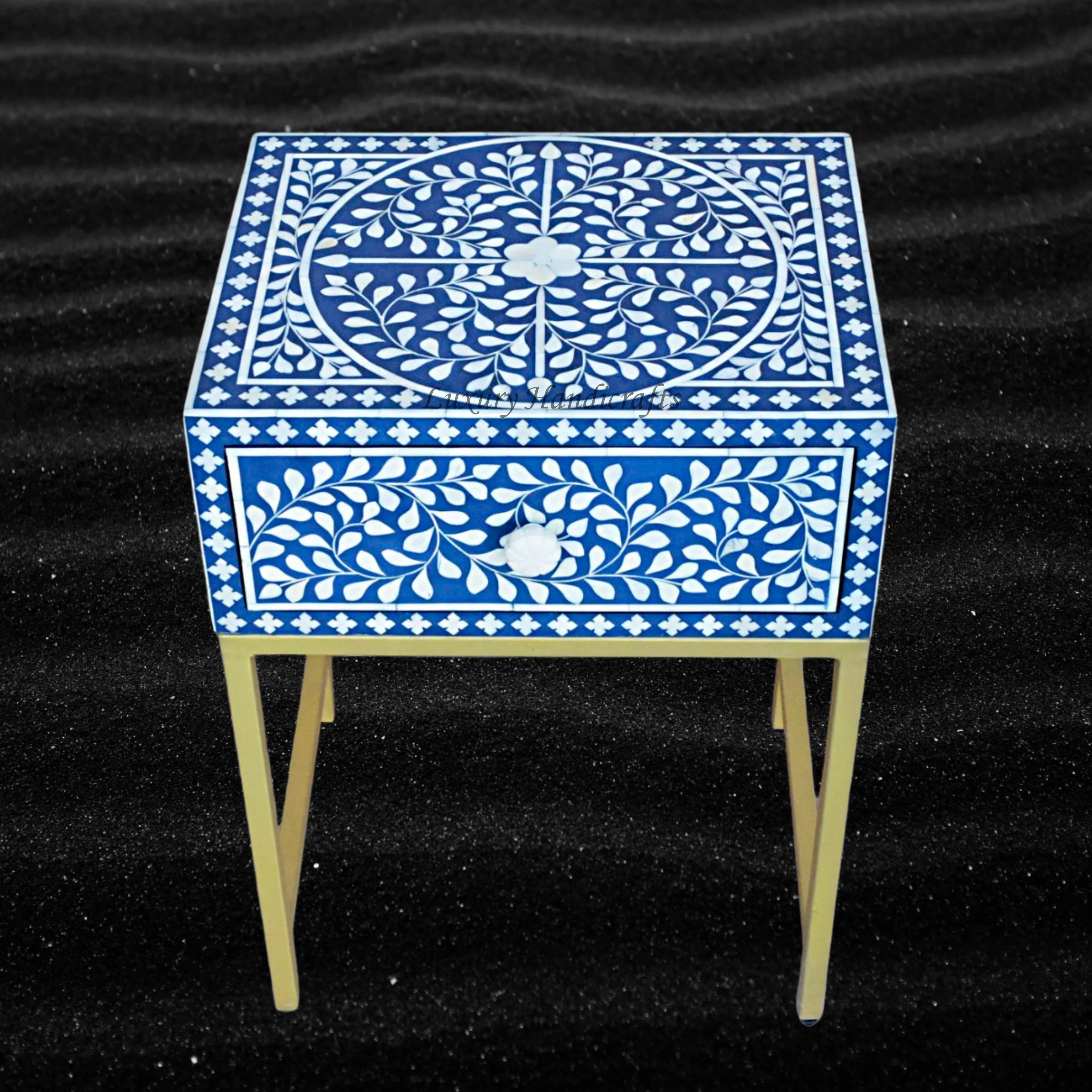 FUSION Bone Inlay Nightstand Blue Ready to Ship 4