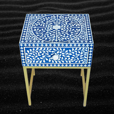 FUSION Bone Inlay Nightstand Blue Ready to Ship 4