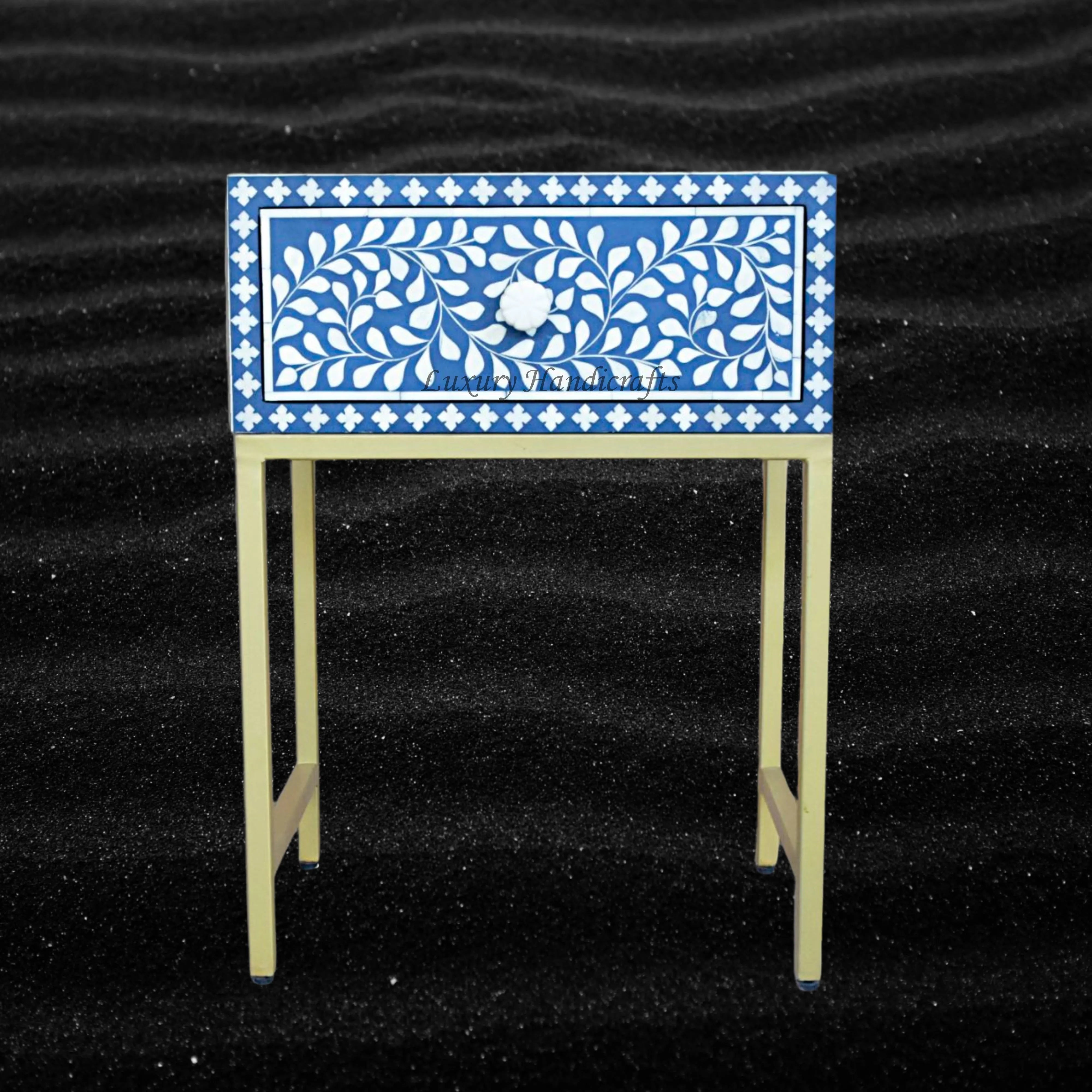 FUSION Bone Inlay Nightstand Blue Ready to Ship 1