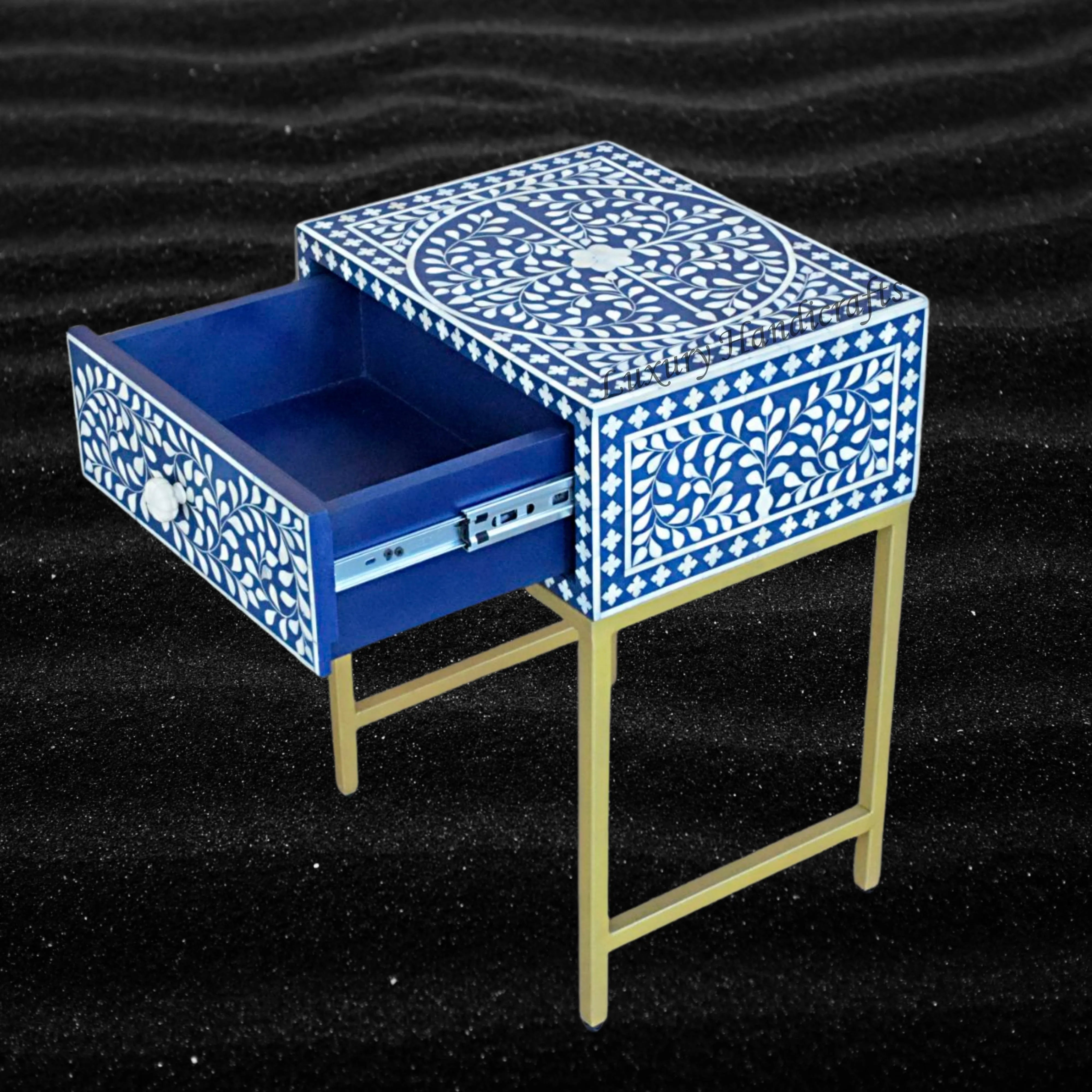 FUSION Bone Inlay Nightstand Blue Ready to Ship 3