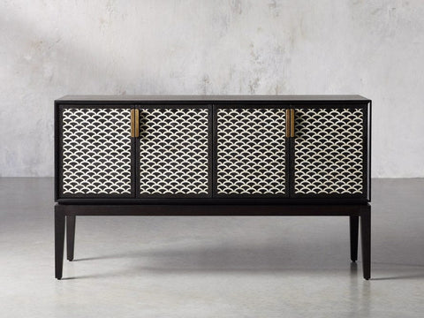 Fishscale Bone Inlay Bar Cabinet Black 1