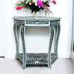 Floral Bone Inlay Half Moon Console Black 1