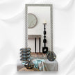 Floral Embossed Bone Full Length Mirror Black