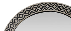 Black Floral Embossed Bone Round Mirror 2