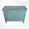 Flower Bone Inlay 4 Drawer Chest Teal Green 2