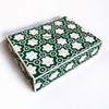 Flower Bone Inlay Box Teal Green