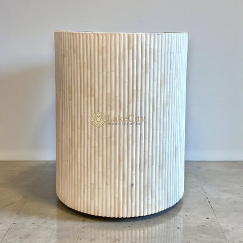 Fluted Bone Inlay Round Side Table