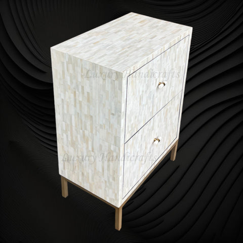 Full Bone Inlay 2 Drawer Bedside 3