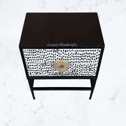 Full Bone 2 Drawer Bedside Black Ready to Ship 2