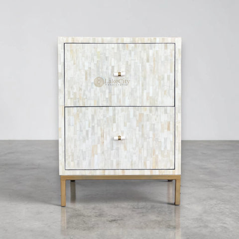 Full Bone Inlay 2 Drawer Bedside | 2 Drawer Bedside Table