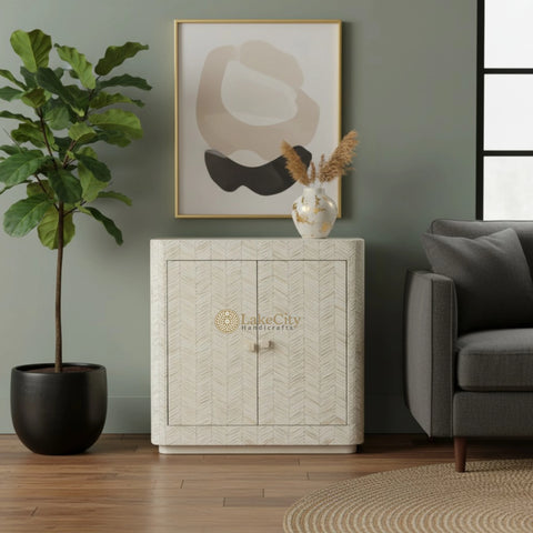 Full Bone Inlay Braided 2 Doors Cabinet