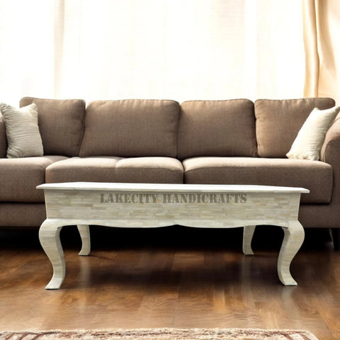 Full Bone Inlay Center Table Cum Trunk Box Off-White | Full Bone Inlay Coffee Table Cum Trunk Box Off-White