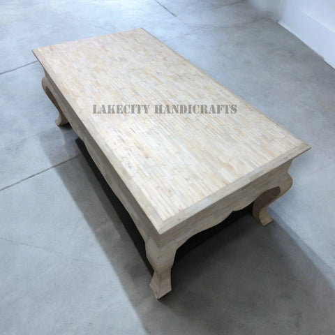 Full Bone Inlay Center Table Cum Trunk Box Off-White | Full Bone Inlay Coffee Table Cum Trunk Box Off-White