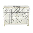 Full Bone Inlay Geometric 2 Door 2 Drawer Cabinet Metal Legs Black 1