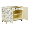 Full Bone Inlay Geometric 2 Door 2 Drawer Cabinet Metal Legs Black 3