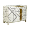 Full Bone Inlay Geometric 2 Door 2 Drawer Cabinet Metal Legs Black 2