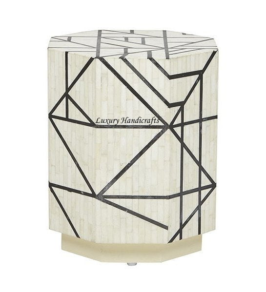 Full Bone Inlay Geometric Side Table 1