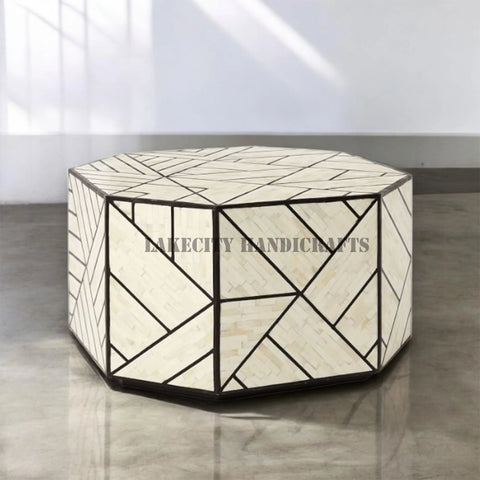 Bone Inlay Nola Geometric Design Coffee Table Black | Bone Inlay Nola Geometric Design Center Table Black