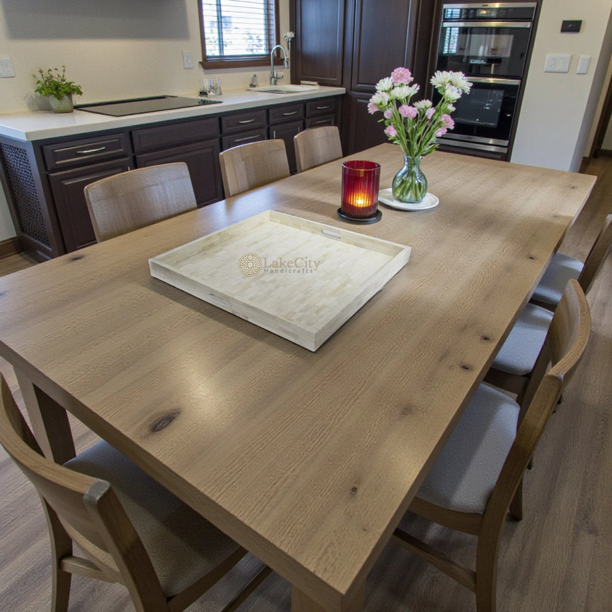 Full Ivory Bone Inlay Tray Square