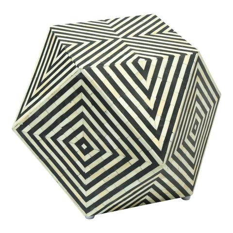Bone Inlay Octagonal Round Stool Black 4