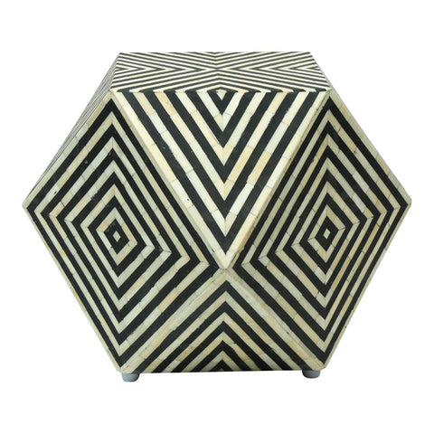 Bone Inlay Octagonal Round Stool Black 3