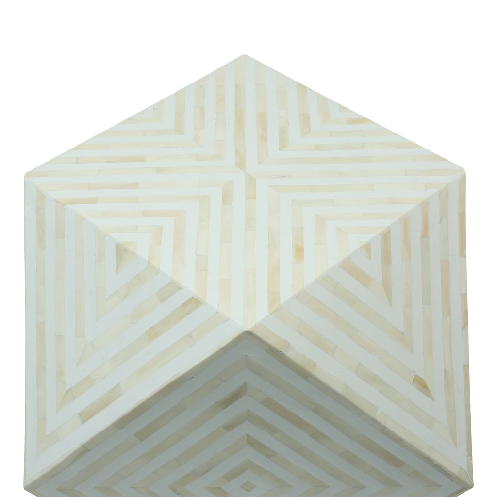 Bone Inlay Octagonal Round Stool White 4