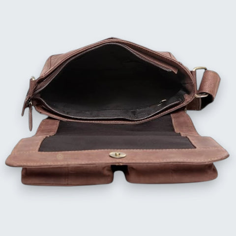 Genuine Men Leather Multi-purpose Utility Sling Messenger Bag